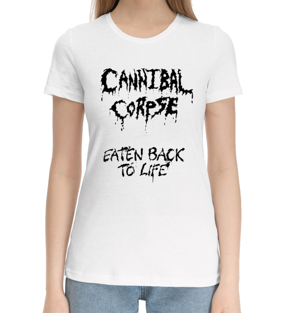Женская хлопковая футболка с изображением Cannibal Corpse цвета Белый