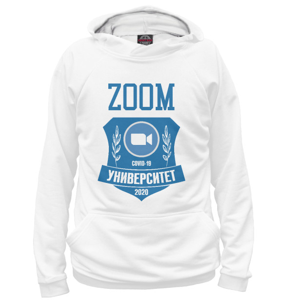 Женское худи с изображением ZOOM обучение 2020 цвета Белый