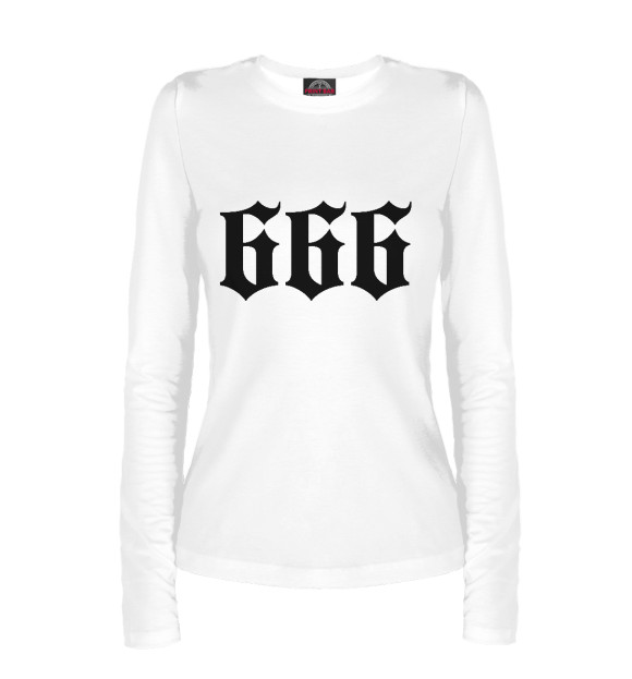 Женский лонгслив с притом 666 цвета Белый Женский лонгслив с изображением 666 цвета Белый