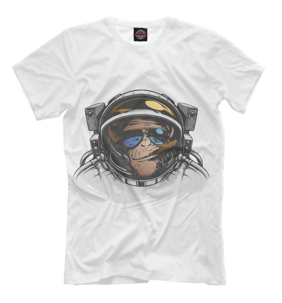 Мужская футболка с изображением Космонавт цвета Белый