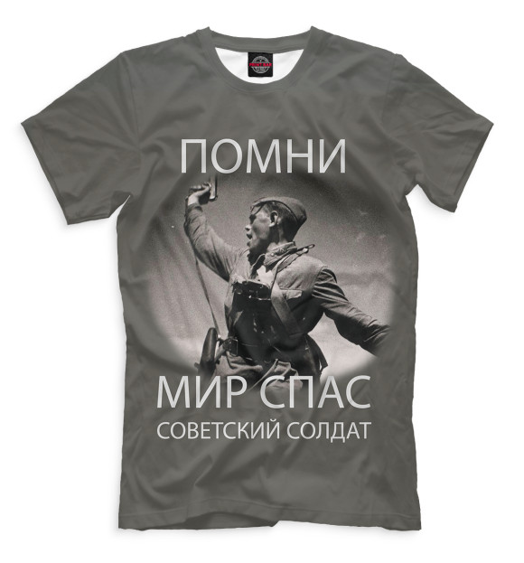 Мужская футболка с изображением Победа цвета Серый