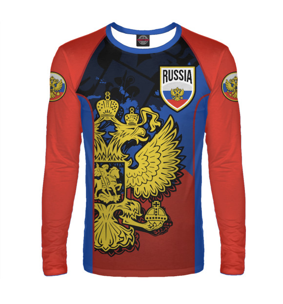 Мужской лонгслив с изображением Russia цвета Белый