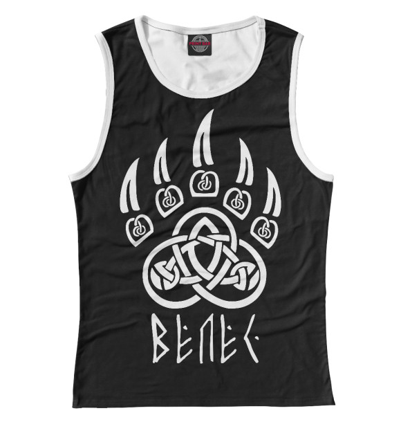 Женская майка с изображением Печать Велеса цвета Белый