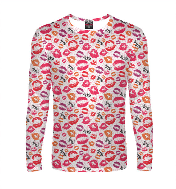 Мужской лонгслив с изображением Поцелуи цвета Белый