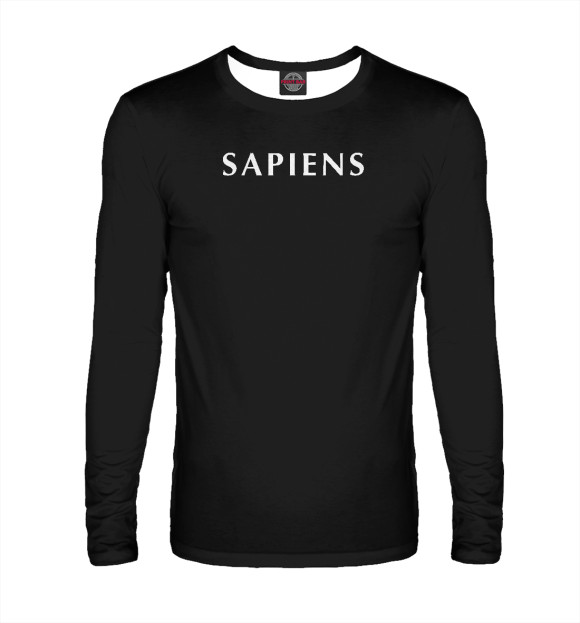 Мужской лонгслив с притом SAPIENS (S) цвета Белый Мужской лонгслив с изображением SAPIENS (S) цвета Белый