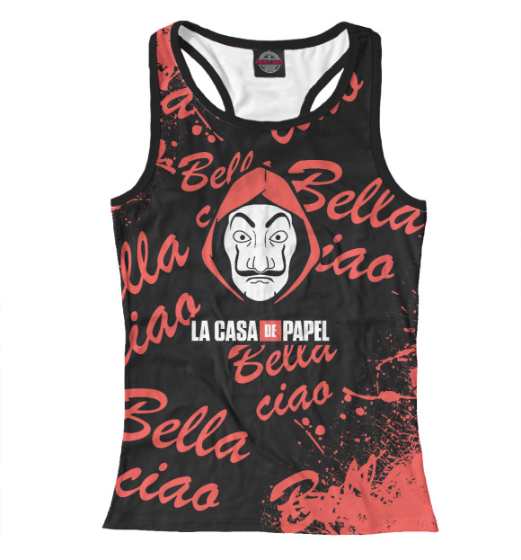 Женская майка-борцовка с изображением Бумажный Дом цвета Белый