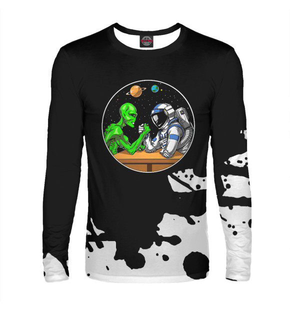 Мужской лонгслив с изображением Space Astronaut Alien цвета Белый