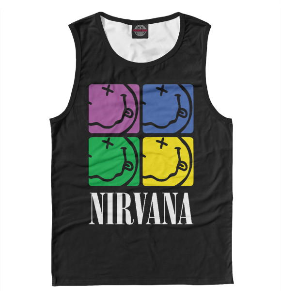 Мужская майка с притом Нирвана (Nirvana) цвета Белый Мужская майка с изображением Нирвана (Nirvana) цвета Белый