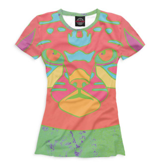 Женская футболка Разноцветный манул