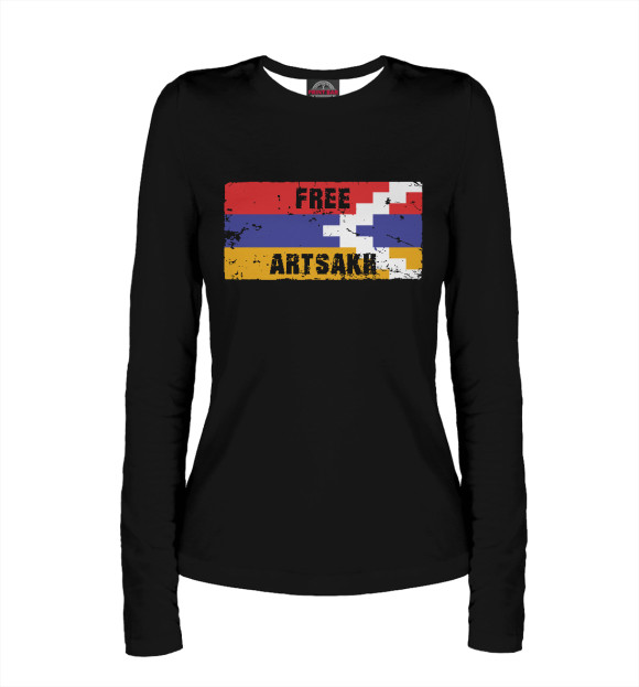 Женский лонгслив с изображением Free Artsakh цвета Белый