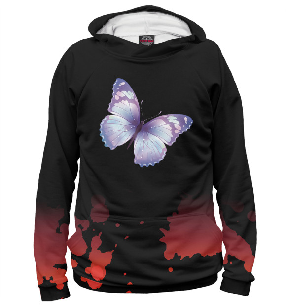 Женское худи с изображением Lavender Butterfly цвета Белый
