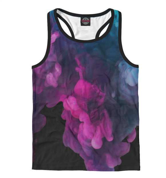 Мужская майка-борцовка с изображением Цветной дым цвета Белый