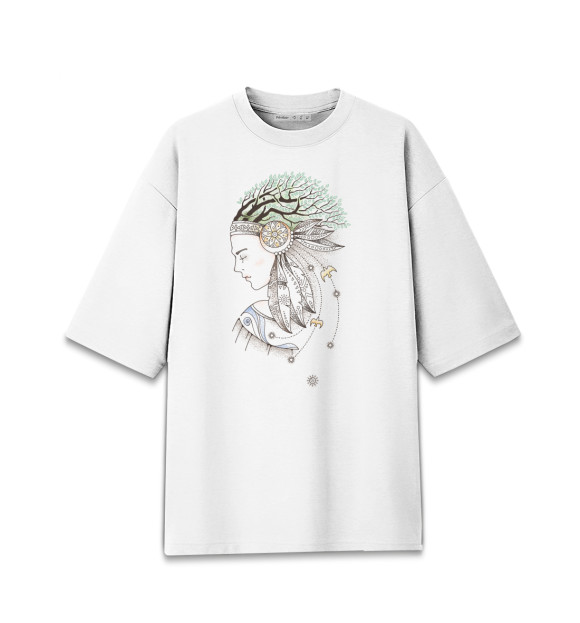 Женская футболка оверсайз с изображением Дитя Земли цвета Белый