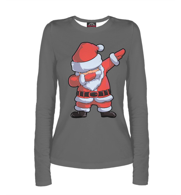 Женский лонгслив с изображением Новогодний Дед Мороз цвета Белый