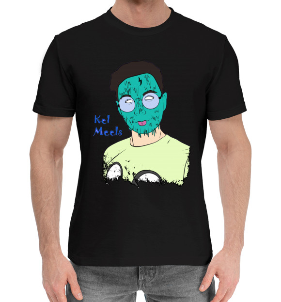 Мужская хлопковая футболка с изображением Милс Кел цвета Черный