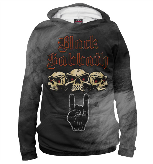 Женское худи с изображением Группа Black Sabbath цвета Белый