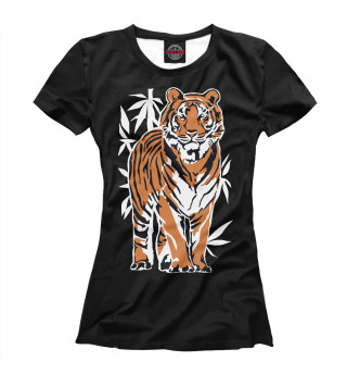Женская футболка Тигр в джунглях.