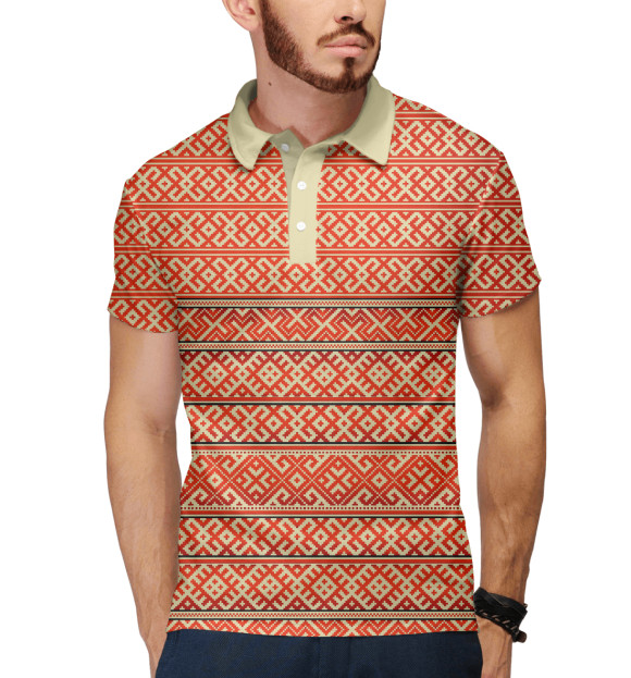 Мужское поло с изображением Вязь Узоры цвета Белый