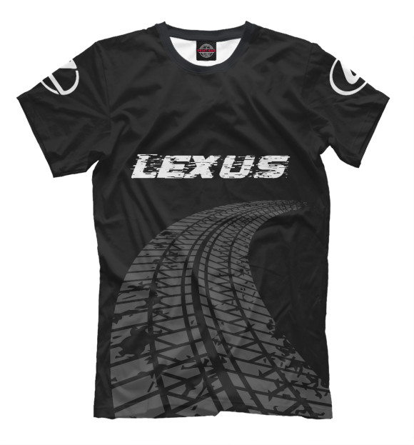 Мужская футболка с изображением Lexus Speed Tires на темном цвета Белый