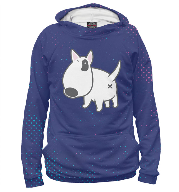 Мужское худи с изображением Bull Terrier цвета Белый