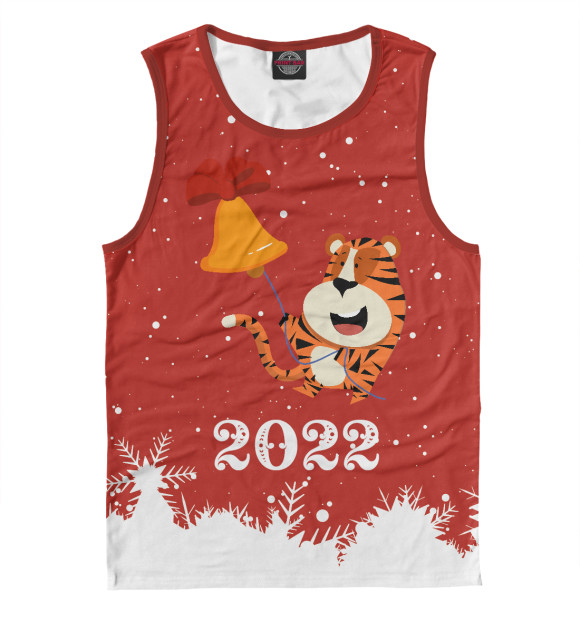 Майка для мальчика с изображением Тигр звонит в колокол цвета Белый