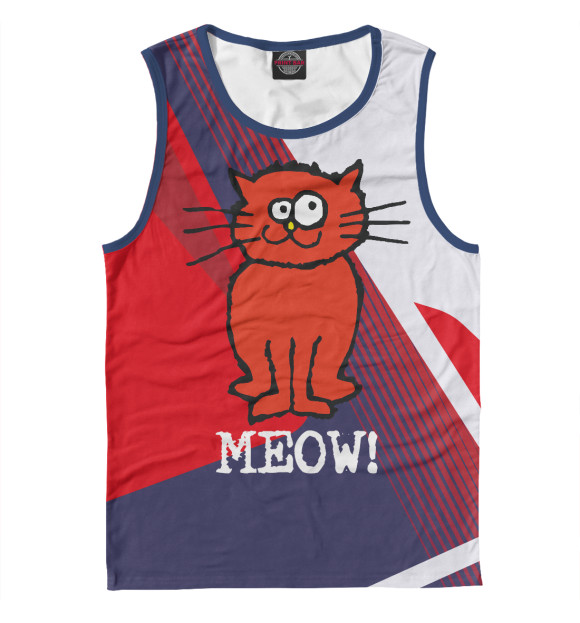 Мужская майка с изображением Красный кот цвета Белый