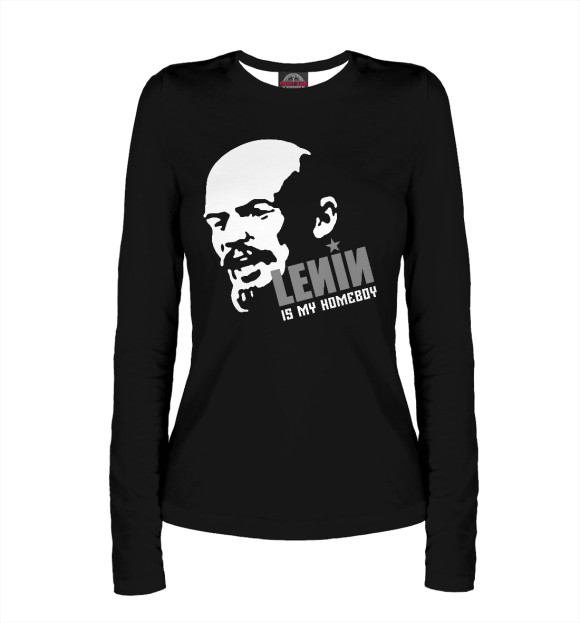Женский лонгслив с изображением LENIN is my homeboy цвета Белый