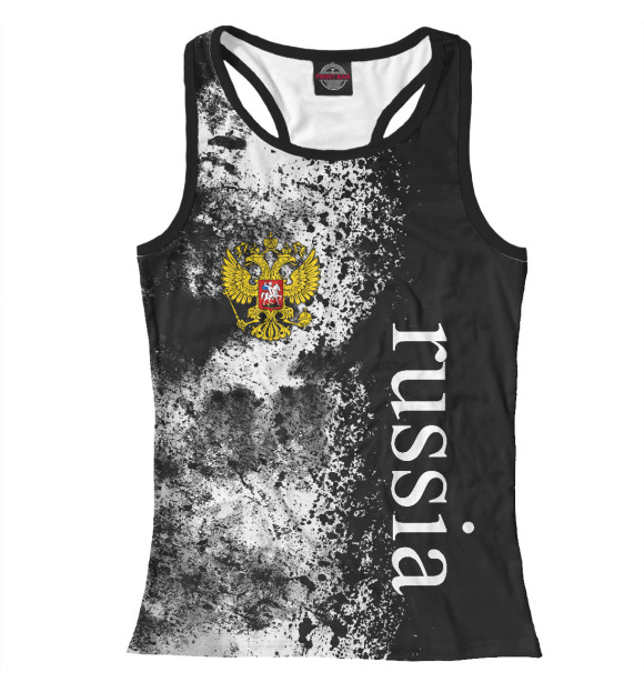 Женская майка-борцовка с изображением Россия + ретро краски цвета Белый