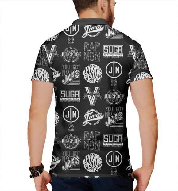 Мужское поло с изображением BTS цвета Белый