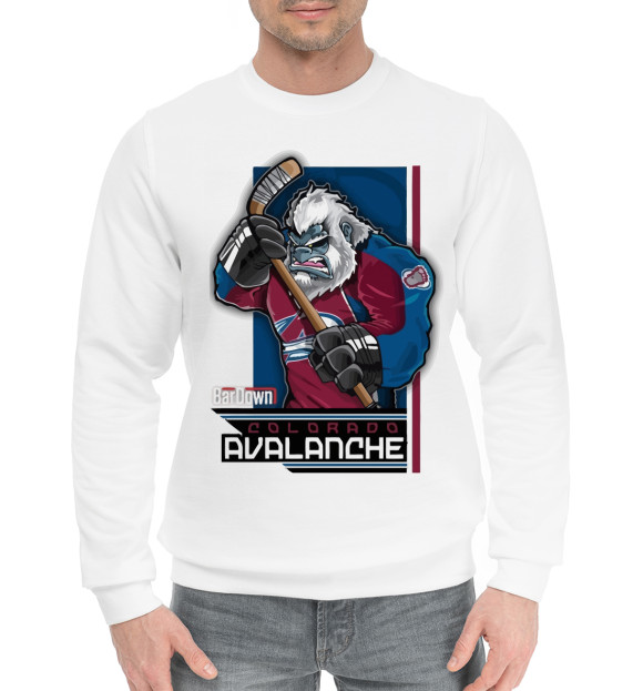 Мужской хлопковый свитшот с притом Colorado Avalanche цвета Белый Мужской хлопковый свитшот с изображением Colorado Avalanche цвета Белый