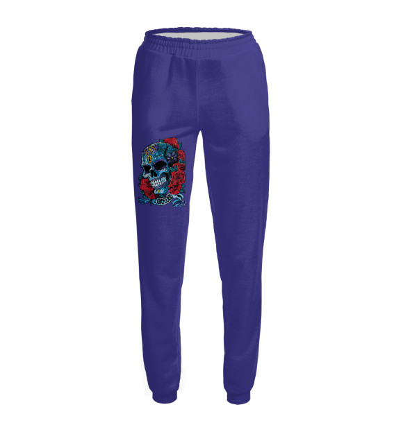 Женские спортивные штаны с изображением Skull&Rose цвета Белый