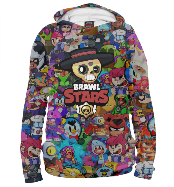 Мужское худи с изображением Brawl Stars:Poko цвета Белый