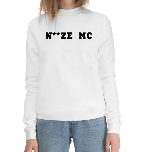 Женский хлопковый свитшот с изображением Noize MC цвета Белый