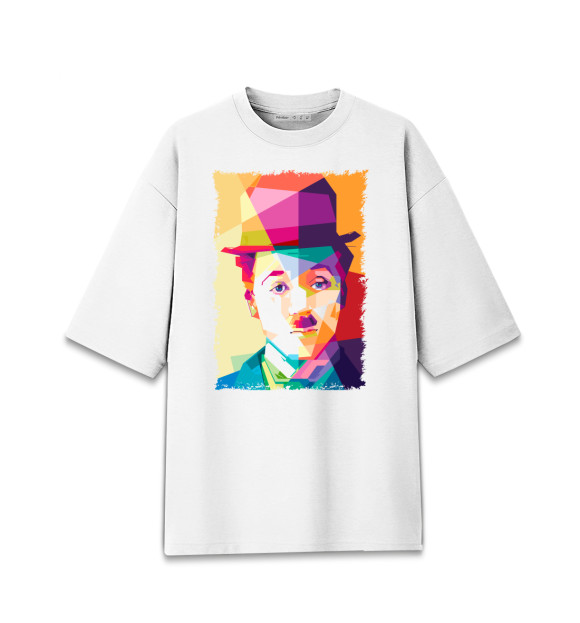 Мужская футболка оверсайз с изображением Чарльз Чаплин цвета Белый