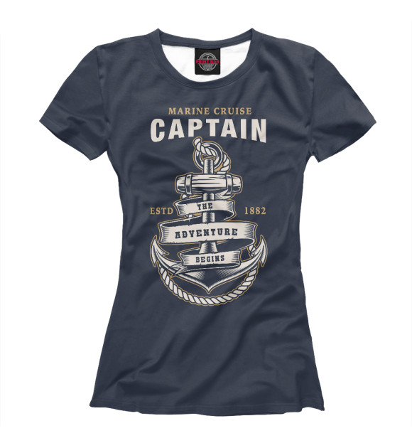 Женская футболка с изображением Captain цвета Белый