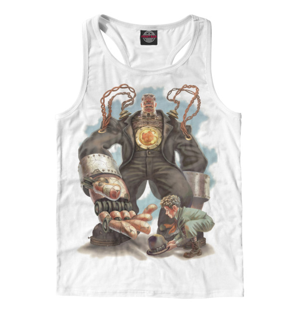 Мужская майка-борцовка с изображением Биоробот цвета Белый