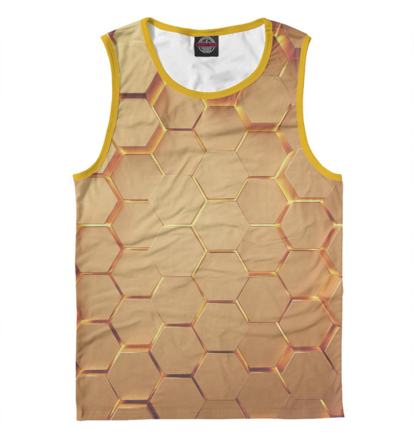 Майка для мальчика с притом Золотые 3D плиты цвета Белый Майка для мальчика с изображением Золотые 3D плиты цвета Белый