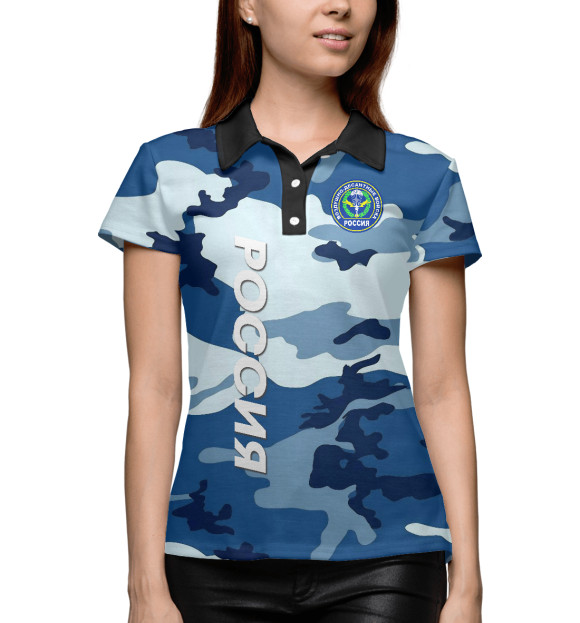 Женское поло с изображением ВДВ России цвета Белый