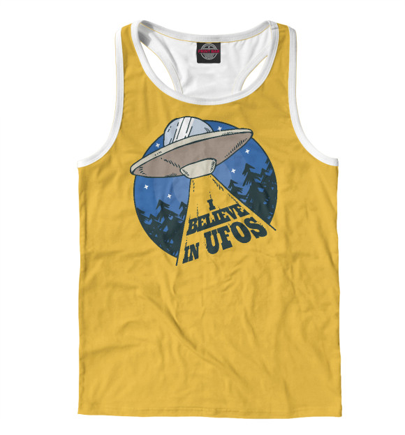 Мужская майка-борцовка с изображением Я верю в НЛО цвета Белый