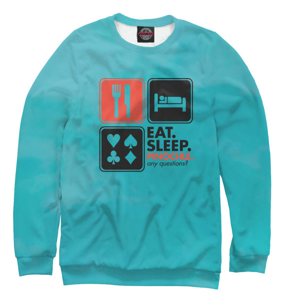 Свитшот для мальчиков с изображением Eat Sleep Pinochle цвета Белый