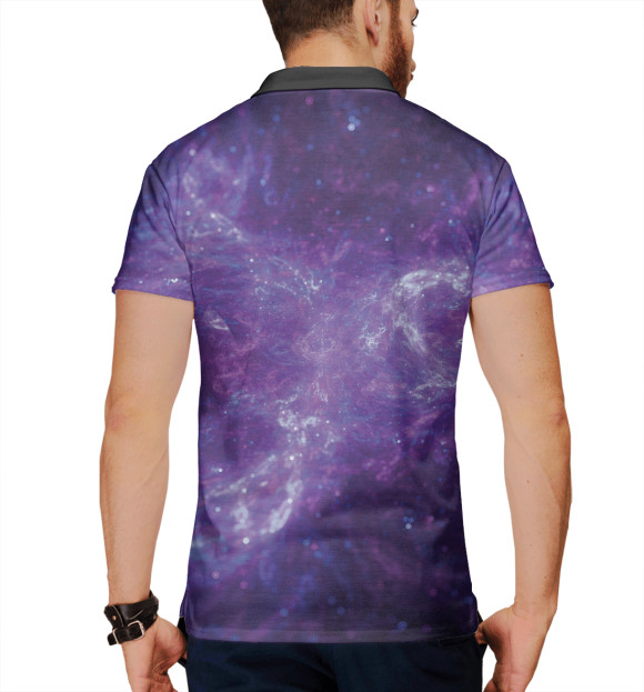 Мужское поло с изображением Галактика (purple) цвета Белый