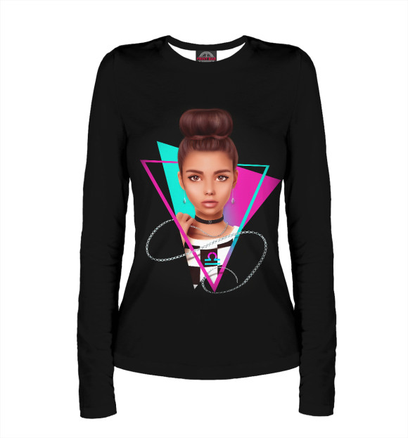 Женский лонгслив с притом Весы цвета Белый Женский лонгслив с изображением Весы цвета Белый