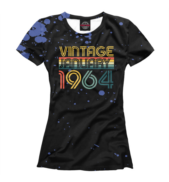 Футболка для девочек с изображением Vintage January 1964 цвета Белый