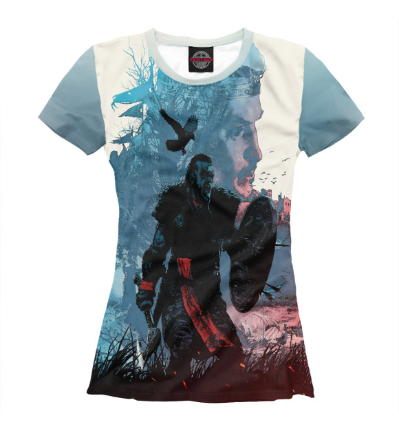 Женская футболка с изображением Assassin’s Creed Valhalla цвета Белый