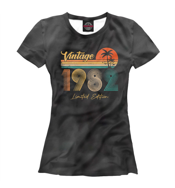 Женская футболка с изображением Vintage 1982 цвета Белый