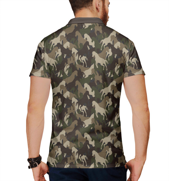 Мужское поло с изображением Лошади цвета Белый