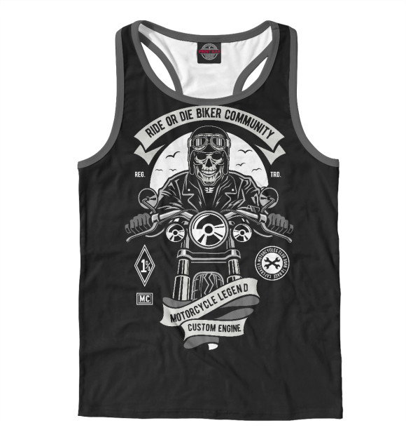 Мужская майка-борцовка с изображением Ride or die biker club цвета Белый