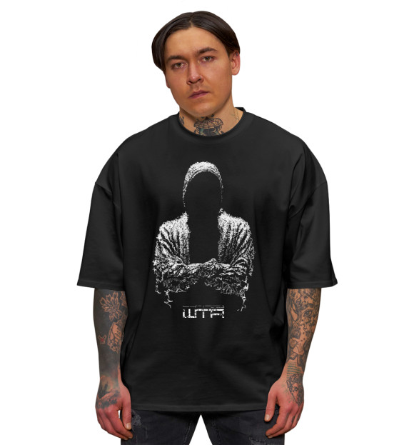 Мужская футболка оверсайз с изображением ШТА - КАПЮШОН цвета Черный