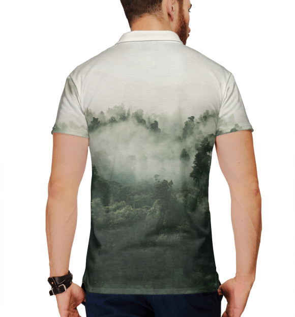 Мужское поло с изображением Лес цвета Белый
