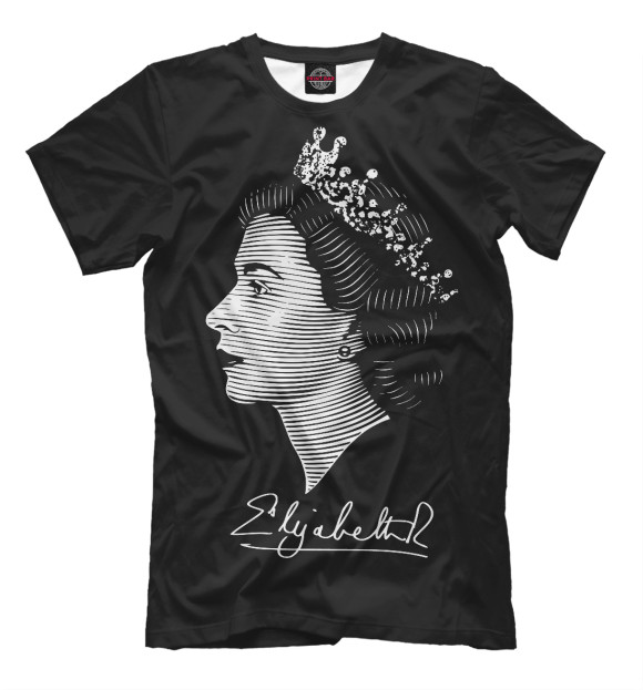 Мужская футболка с изображением Королева Елизавета II Портрет цвета Белый